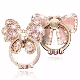 Macro Rotating Finger Ring Stand Holder For Cell Phone i Phone Galaxy  Butterfly / Bow - Butterfly