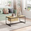 Manora Minimalist Coffee Table with Drawer, Modern Industrial Aesthetic Center