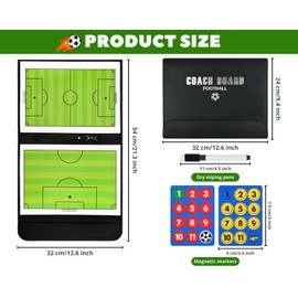 YCConcept Magnetic Soccer Coaching Board Tactical Clipboard Kit with Dry Erase Portable Strategy Coach Board