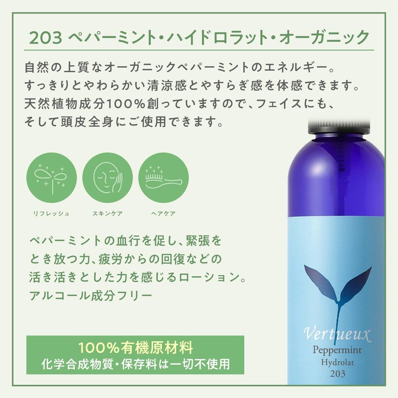 Vertou 203 Peppermint Hydrolat 125ml (Lotion/Refreshing)