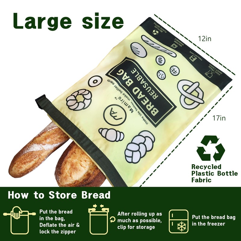 Mamiro Extra Large Reusable Bread Bags - 2 Pack for
