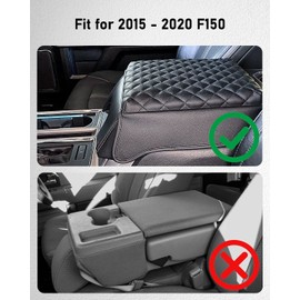 BELINOUS Center Console Cover Compatible with 2015-2020 Ford F150, PU Leather Armrest Cushion Pad for Car, Seat Box Cover Protector for Truck F150 (Black)