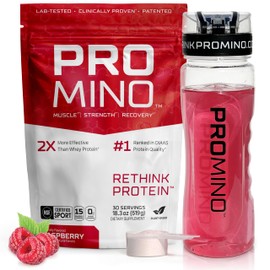 Promino® Essential Amino Acid Muscle Drink – 2X More Effective Than Whey – NSF Certified for Sport – Sugar-Free Recovery Fuel – Raspberry, 30 Servings