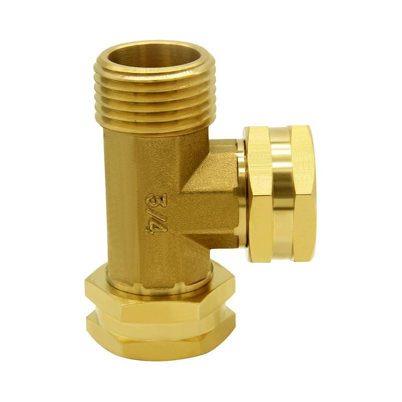 Hooshing Brass Garden Hose Tee Fitting 3/4" GHT Female x