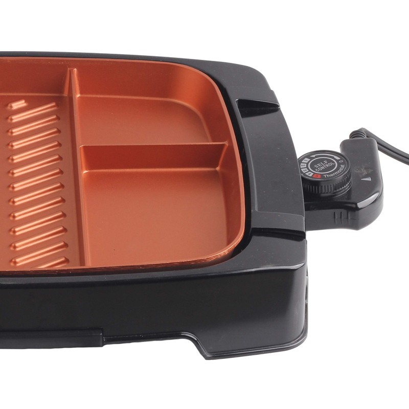 Brentwood Electric Indoor Grill Non-Stick Copper Coating, Multi-Portion, Black