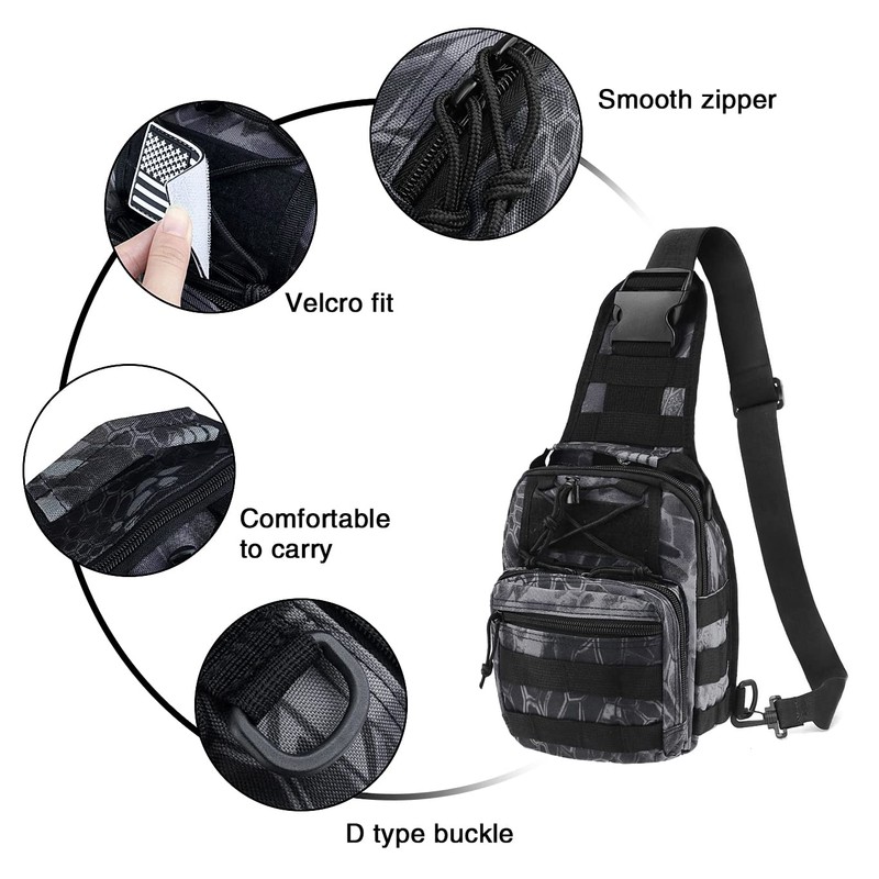 LIMHOO Tactical Sling Bag Backpack Shoulder Bag with USA Flag