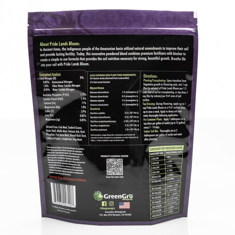 Pride Lands Premium Organic Bloom Fertilizer with NO Fillers, Bigger