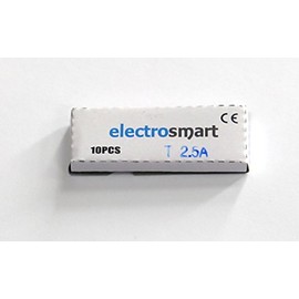 electrosmart Pack of 10 T2.5A 20mm x 5mm Glass Fuses 250v Slow Blow/Time Delay/Lag