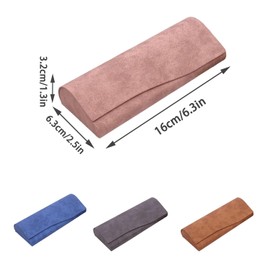 Pack of 4 Hard Case Glasses Case Made of Leather, Sunglasses Case, Portable Glasses Case Box, Retro, Portable Glasses Box for Folding, with 4 Glasses Cleaning Cloths, for Storage of Glasses of All