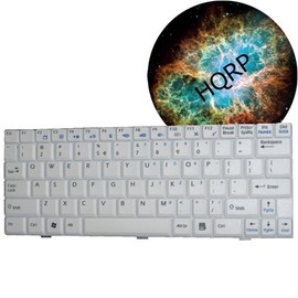 HQRP White Keyboard Works with MSI Wind U100 Netbook/Subnotebook Replacement Plus Coaster