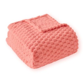 PLEASANT BOULEVARD Fleece Throw Blanket for Couch with 3D Turtle Shell Jacquard Soft Blanket, Fuzzy Blanket for All Seasons 50x60 Inches, Pink