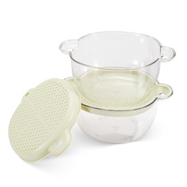 LELE LIFE Small Strainer with Handle, Double Layer Berry Strainer, Mini Fruit Strainer Basket for Cherry, Tomato, Strawberry, Grape, 2 Sets of 4 Pieces (Beige)