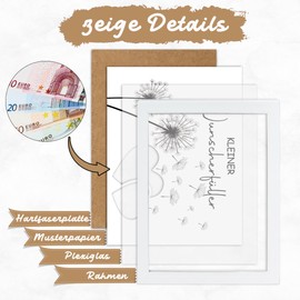 JOYEASE Wish Fulfiller Money Gift Christmas Money Gift Picture Frame Cool Dandelion Money Gifts Packaging Christmas Happiness Gift for Birthday Wedding (White)