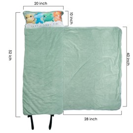 Dormlony Toddler Kid Nap Mat with Removable Pillow & Flannel Blanket: Cozy and Comfortable Kids Sleeping Bag for Daycare, Preschool, and Travel, Dinosaur