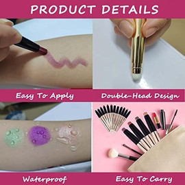 2 in 1 eyeshadow stick and Sponge Makeup Brush, Smooth Cream Shimmer Shadow Pencil Long Lasting Waterproof Eye Shadow Highlighter Stick Makeup , Hypoa