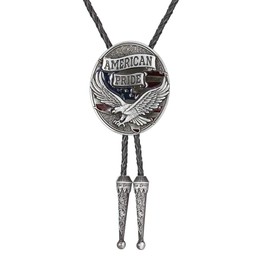 QQA Western Cowboy Bolo Tie for Men Vintage Eagle Shield Star Pattern Necklace Bolo Tie for Men Women