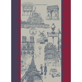 Garnier Thiebaut J'aime Paris Tricolore (I Love Paris Tricolor) French Kitchen Towel 22"x30", Cotton, Jacquard