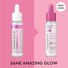 TANOLOGIST, Self Tan Drops, Serum Autobronceador Facial y Corporal con Ácido Hialurónico y Glicerina, Light Glow, 30 ML
