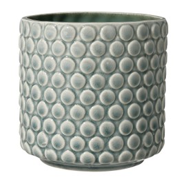 Bloomingville Stoneware Flower Pot with Polka Dots, Green Planter, 5"