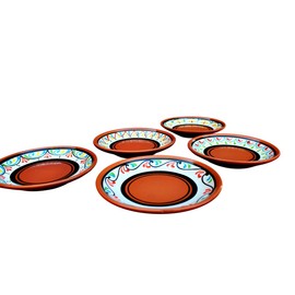 Cactus Canyon Ceramics Spanish Terracotta 5-Piece Small Tapa Plate Set, White…