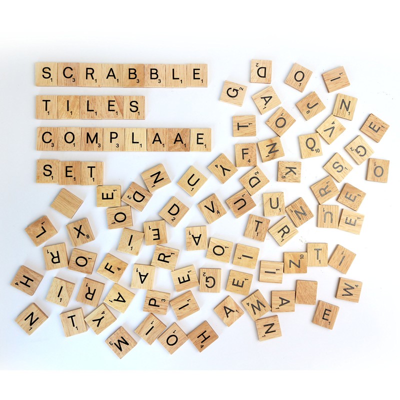 100 standard set of 100 wooden scrabble letter craft tiles