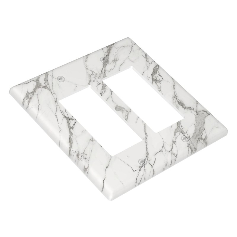 Wpshijia Light Switch Cover White Grey Abstract Marble Minimalist Luxury