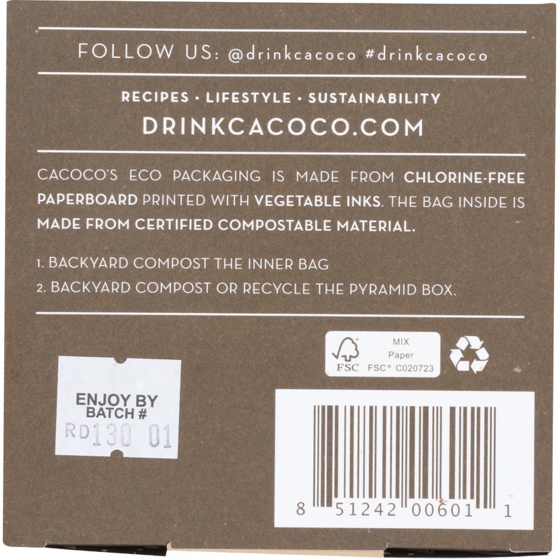 CACOCO 60% Rich Dark Drinking Chocolate: Organic/Fair Trade/Vegan/Kosher/Paleo Friendly (7.05