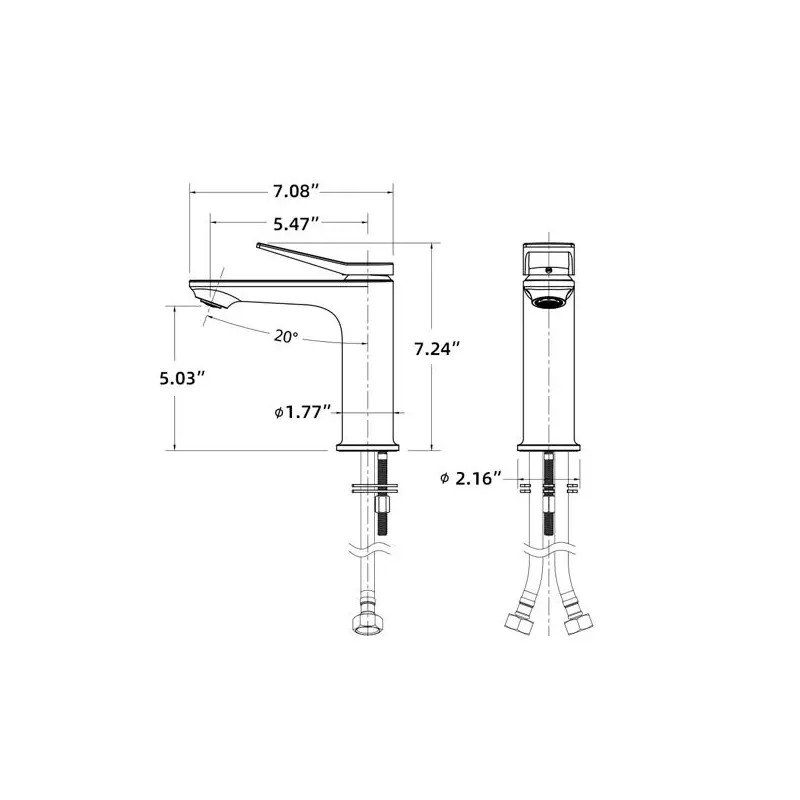 Chrome Single-Hole Bathroom and Laundry Vanity Sink Faucet with Two