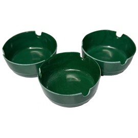 Black Duck Brand Set of 3" Round Plastic BPA Free Ashtrays; Multiple Colors Available! (Green, 3 Pack)