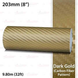 Self-Adhesive Vinyl Pin Stripe Roll Decal Sticker Tape 32ft 9.80m - CARBON FIBER GOLD, 8.0" | 203mm, Universally Compatible for Cars, Trucks, Vans, Motorcycles, Bikes, Helmets, Arts & Crafts