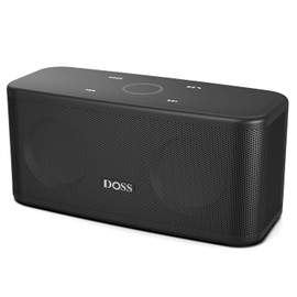 DOSS SoundBox Plus Bluetooth Speaker with Superior Sound, Bluetooth 5.0, Wireless Stereo Pairing, Built-in Mic, 20H Playtime, Portable for Hking, Beach, Camping. Outdoor, Home - White. Upgrade version