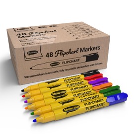 SHOW-ME Flipchart Markers - Pack of 48 Bullet-Tip - Assorted Colours