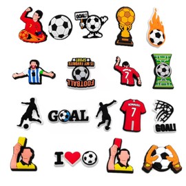JJiaoLinin Shoe Decoration Charms，18 Pcs DIY Shoe Decorations, Shoe Decoration Charms for Croc, Cartoon Football Theme Shoe Accessories Charms for Kids Boys Adults Sport Fans Party Gifts Decoration