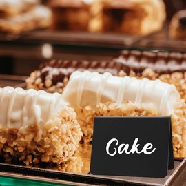 TEHAUX 10pcs Small Chalkboard Sign for Food - Desktop Erasable Message Board - Frosted Memo Board - V-Shaped Table Tent Sign Buffet Food Display Labels Blank Acrylic Black