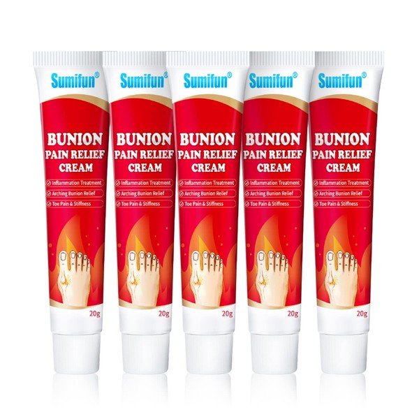 Sumifun Bunions Pain Relief Cream, 5 Counts Toe Gout Pain Relief, Toe Swelling Relief, for Joint, Knee, Back, Wrist, Bunion Toe Relief Cream