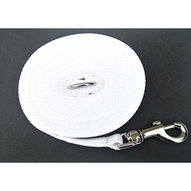 25ft 7.5m Long Dog Training Lead Obedience Recall Tracking Leash Large 25mm Webbing In WHITE