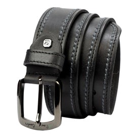 Pierre Cardin 610 KAM01 Men's Belt, Elegant Men's Belt, Leather, Classic Buckle, Black, Strap Length 125 cm, black