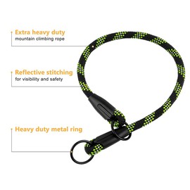 BronzeDog Rope Pro Training Dog Collar Braided No Pull Quick Release Round Lead Collars for Dogs Small Medium Large Puppy (XL - 23.6" Long, Green)