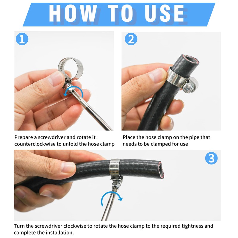 𝐏𝐄𝐑𝐎𝐌𝐈 𝟏𝟐𝐏𝐜𝐬 𝐇𝐨𝐬𝐞 𝐂𝐥𝐚𝐦𝐩𝐬 𝟑𝟎𝟒 𝐒𝐭𝐚𝐢𝐧𝐥𝐞𝐬𝐬 𝐒𝐭𝐞𝐞𝐥,1/2"-3/4" in (13-19mm) Adjustable