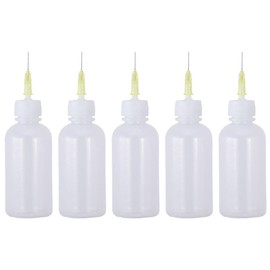 Fudeshe Needle Tip Bottle 5pcs Plastic Squeeze Bottles,Mini Leak Proof Liquid Flux Dispenser,Needle Dispensing Bottle Small Oil Bottle with Stainless Steel Pointed Tip