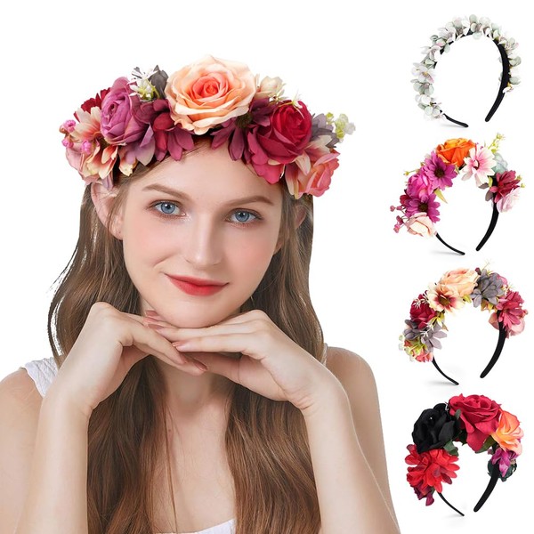 LOPHE Artificial Flower Headband, Bridal Artificial Flowers, Suitable for Women,
