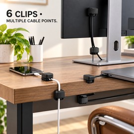 Magnetic Cable Clips for Desk & Home Office – Adhesive Cord Holders for Charging Cables, USB Wires & Under-Desk Cable Management