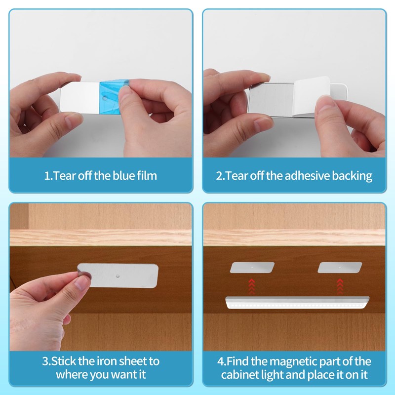 12pcs Under Cabinet Lights Magnetic Stickys, Metal Magnetic Plate Strips