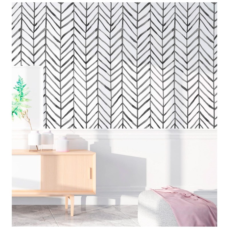 HAOKHOME Black and White Wallpaper Peel and Stick Stripe Herringbone