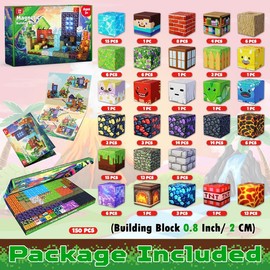 Magnetic Blocks-150PCS Magnetic Building,Portal Dinosaur Red Brick，Light Up Magnet Cubes, STEM Montessori Sensory Toys for Kids Boys Girls Ages 4-8 Christmas Birthday Gifts Multifunction