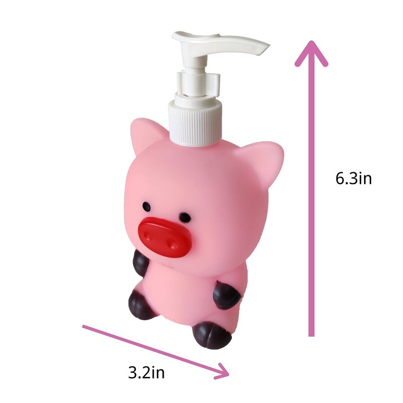 Vinyl Pink Pig Refillable Hand Soap Pump Dispenser Shampoo Sanitizer