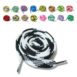 Actika Fat Shoelaces, 0.6 inch (15 mm) Wide, FAT Lace, Thick, Flat Lace, Vintage Shoes, FAT Laces, 0.6 inches (15 mm), black white