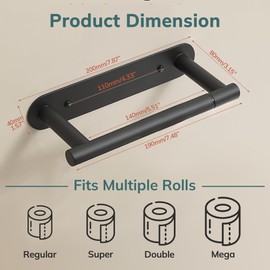 Oudesi Black Toilet Paper Holder Wall Mount for Bathroom, Self Adhesive SUS304 Stainless Steel Tissue Holder, Rustproof Toilet Paper Roll Holder Screw-in for Mega Roll - Adhesive or Screw, APH-DT-B