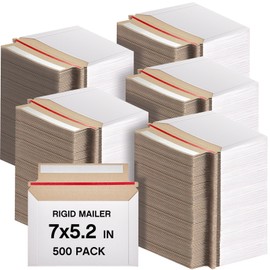 Affrolling 500 Pcs 7 x 5.2 Inch Rigid Photo Mailers with Self-adhesive Cardboard Card Shipping Envelopes Bulk for Document(White)