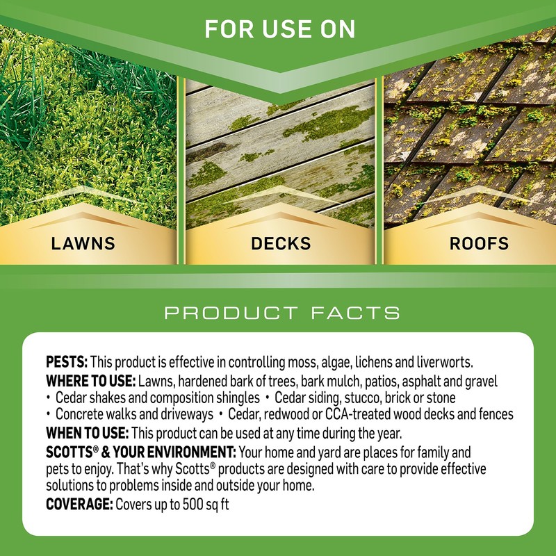 Scotts MossEx 3-in-1 Ready Spray, Kills Moss, Algae and Lichens,